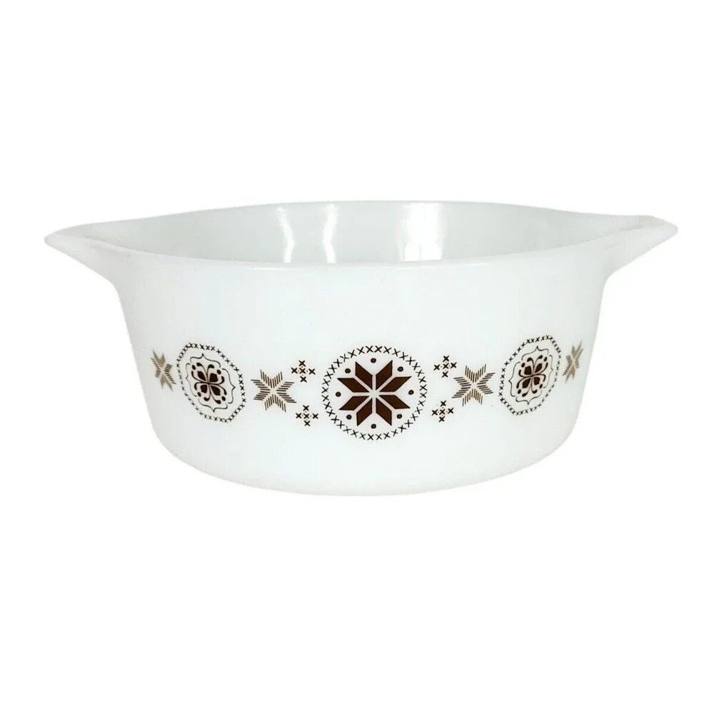 Vintage 60s Pyrex Town & Country 1 qt and 2.5 qt Round Casserole Dish Set of Two